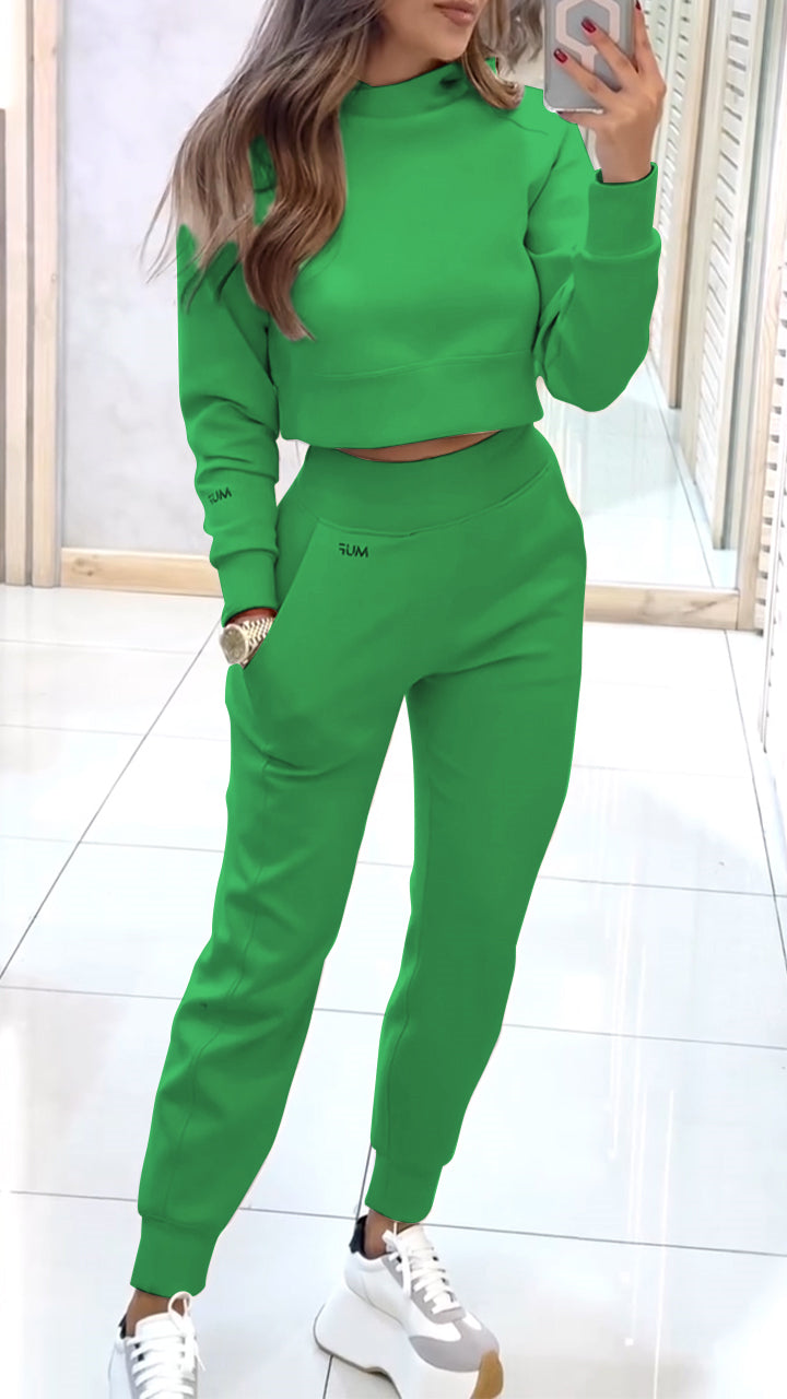 Damen Rollkragen Langarm Herbst und Winter Freizeit-Pullover-Anzug