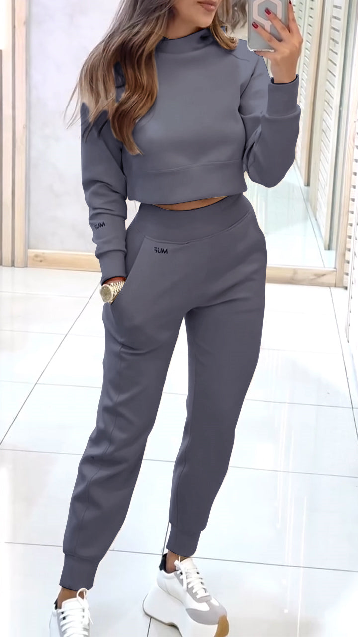 Damen Rollkragen Langarm Herbst und Winter Freizeit-Pullover-Anzug