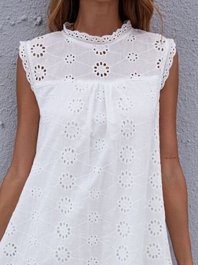 Damen Freizeitkleid aus Spitze in Unifarben