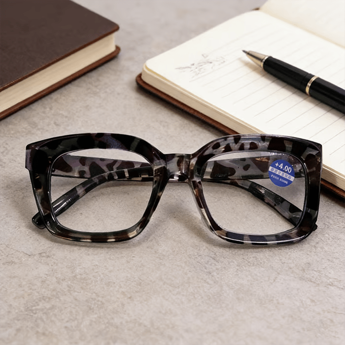 Lesebrille im Schildpatt-Design – Blaulichtfilternde, übergroße eckige Lesebrille