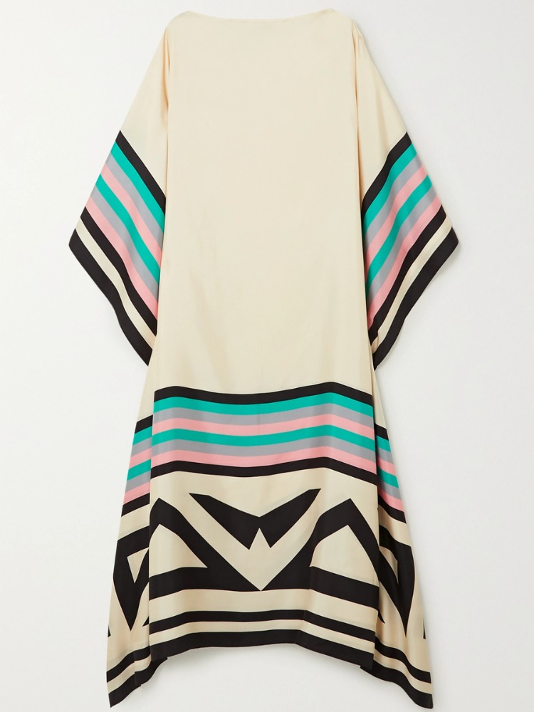 Beige silk luxury caftan