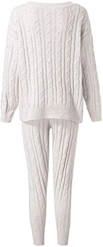 Damen Herbst Strick 2-teilige Outfits Pullover Shirt Top und Bodycon Hose Freizeit Jumpsuit Strampler Plus Size