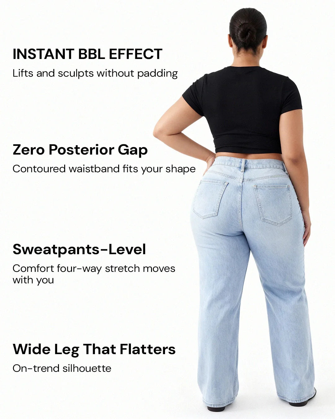 BBL Wide Leg Jeans mit mittlerer Leibhöhe
