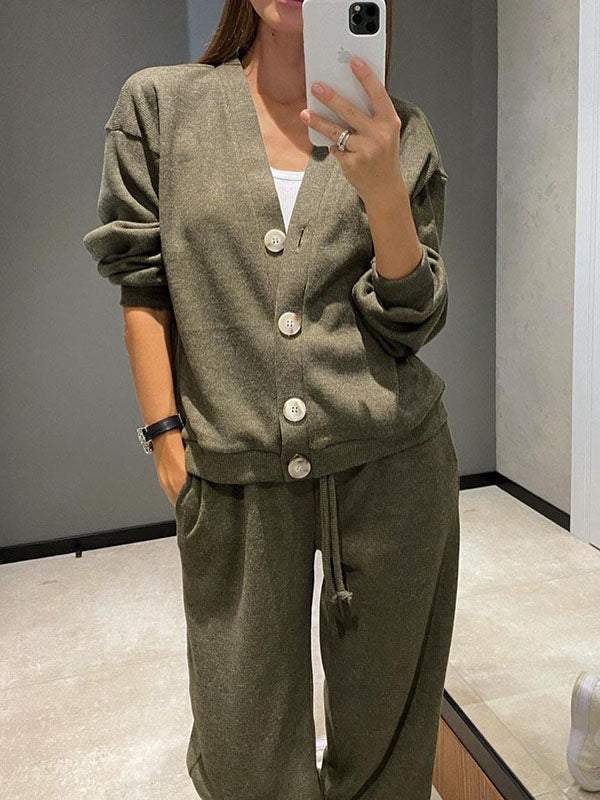 Zweiteiler-Set für Damen: Jacke mit Knöpfen und Hose (2 kaufen, kostenloser Versand)