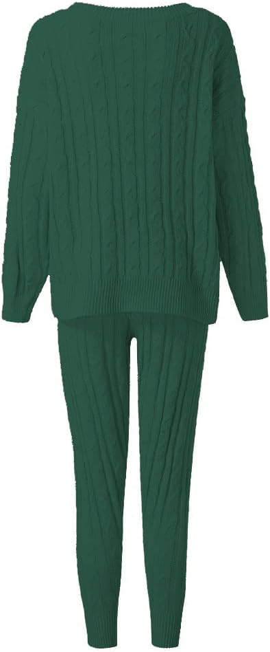 Damen Herbst Strick 2-teilige Outfits Pullover Shirt Top und Bodycon Hose Freizeit Jumpsuit Strampler Plus Size