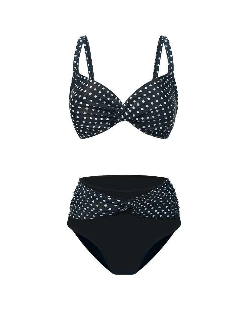 Hochtailliertes Bikini-Set mit Tupfen