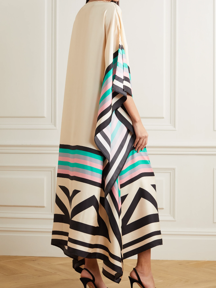 Beige silk luxury caftan