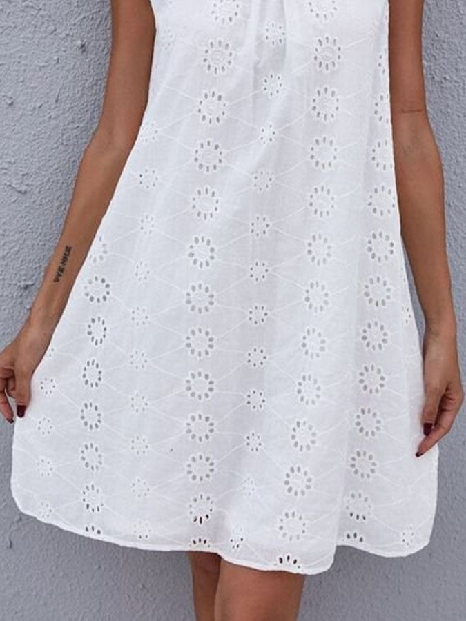 Damen Freizeitkleid aus Spitze in Unifarben