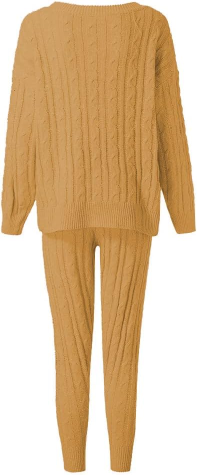 Damen Herbst Strick 2-teilige Outfits Pullover Shirt Top und Bodycon Hose Freizeit Jumpsuit Strampler Plus Size