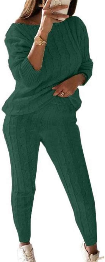 Damen Herbst Strick 2-teilige Outfits Pullover Shirt Top und Bodycon Hose Freizeit Jumpsuit Strampler Plus Size