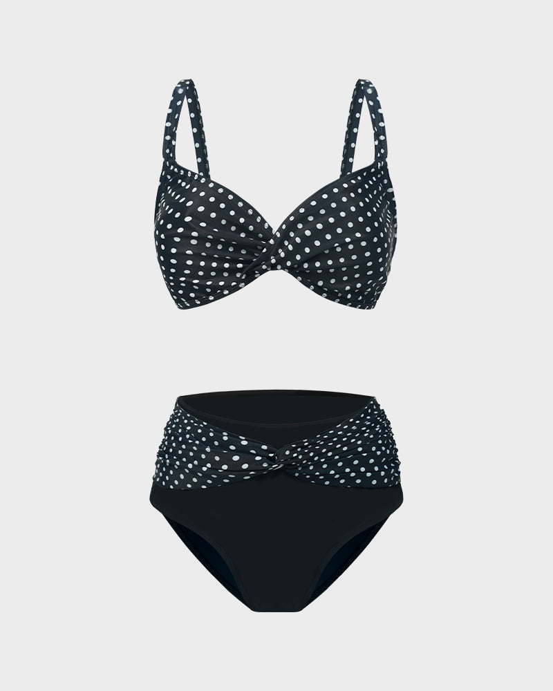 Hochtailliertes Bikini-Set mit Tupfen