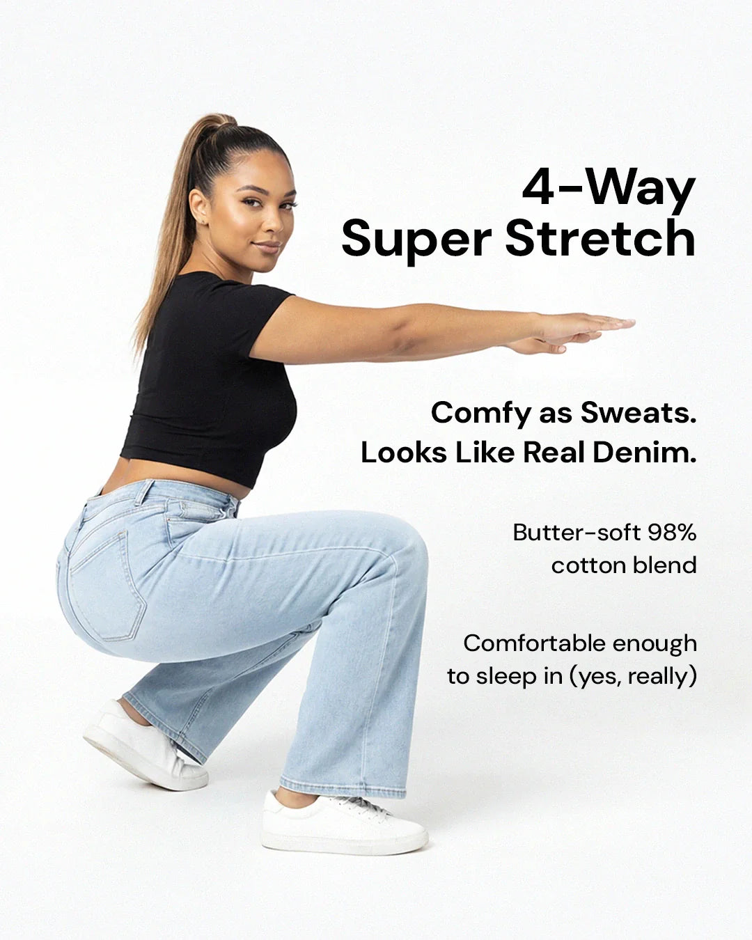 BBL Wide Leg Jeans mit mittlerer Leibhöhe