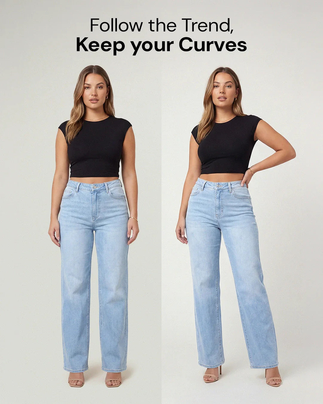 BBL Wide Leg Jeans mit mittlerer Leibhöhe