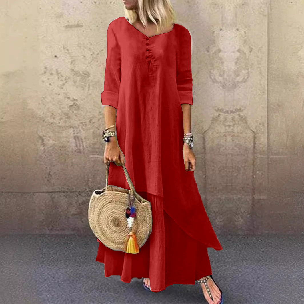 Lässiges Leinenkleid im Lagenlook