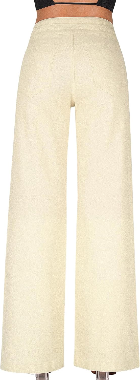 roswear Damen Wide Leg Jeans Lässige High Waist Stretch Baggy Loose Denim Hose