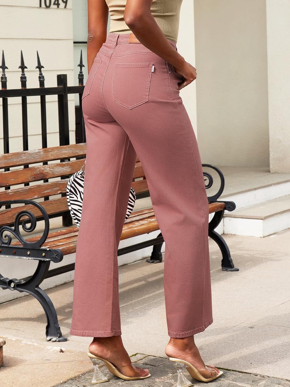 HDLTE Damen Jeans Weites Bein High Waist Baggy Jeans Loose Boyfriend Jeans Denim Hose Y2K