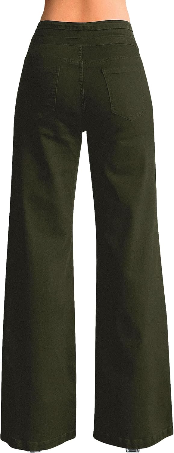 roswear Damen Wide Leg Jeans Lässige High Waist Stretch Baggy Loose Denim Hose