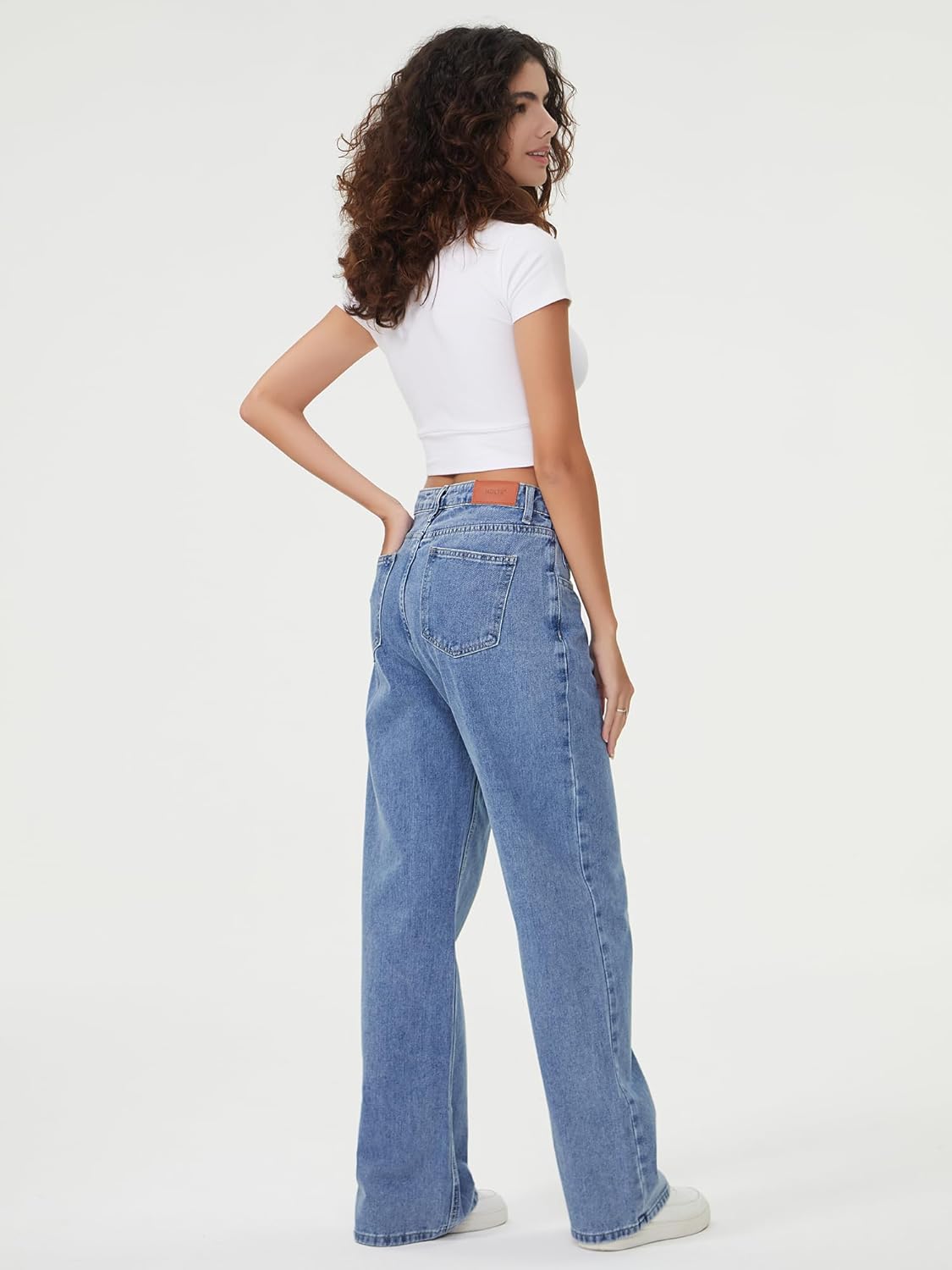 HDLTE Damen Jeans Weites Bein High Waist Baggy Jeans Loose Boyfriend Jeans Denim Hose Y2K