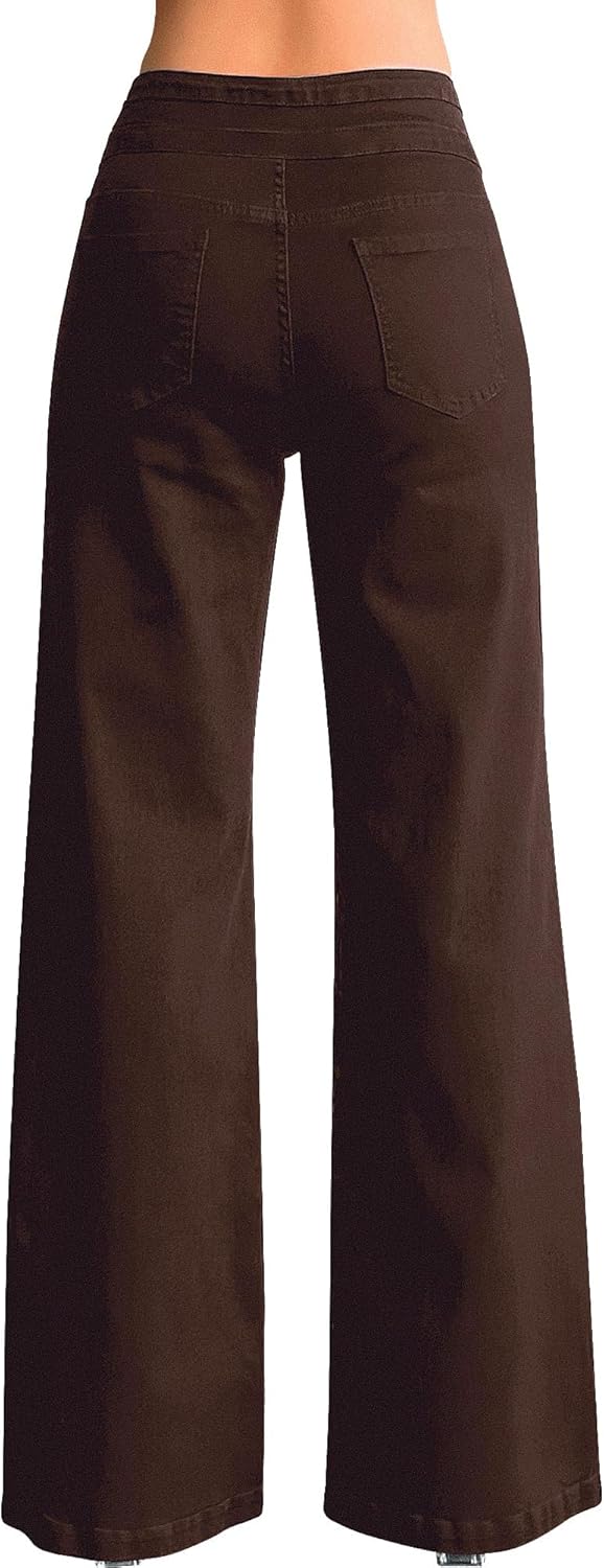 roswear Damen Wide Leg Jeans Lässige High Waist Stretch Baggy Loose Denim Hose