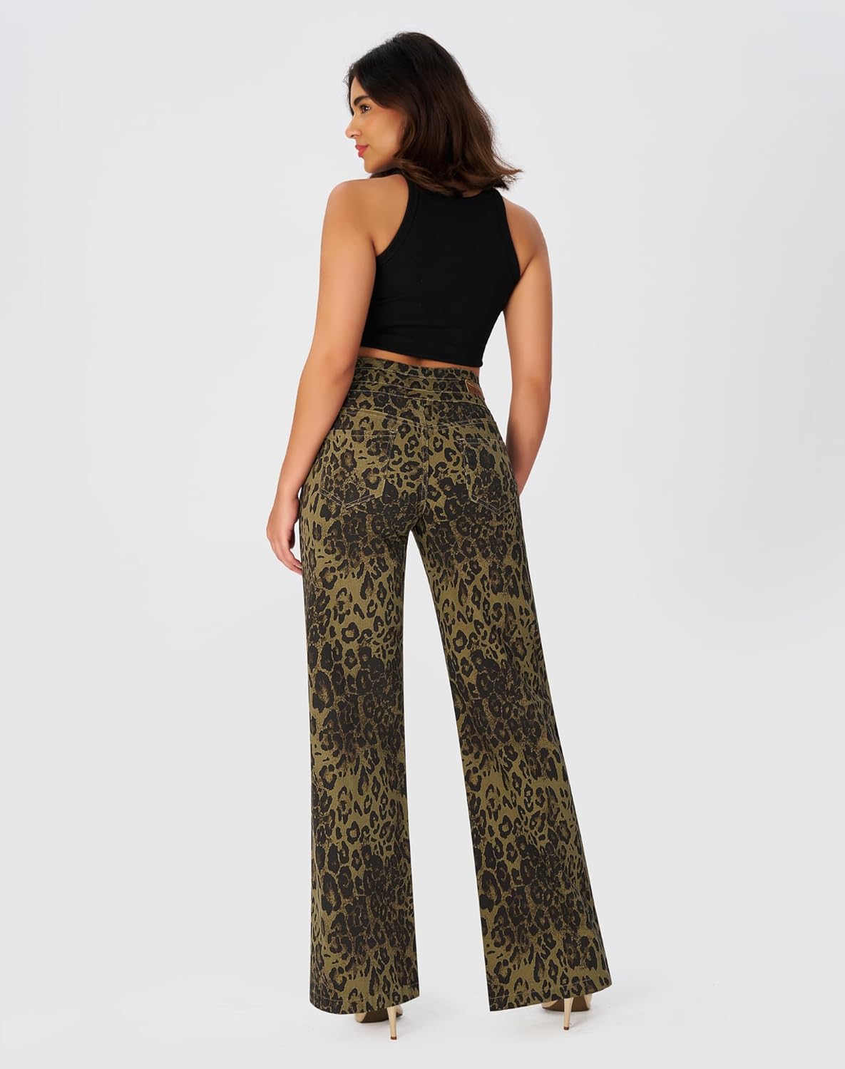roswear Damen Wide Leg Jeans Lässige High Waist Stretch Baggy Loose Denim Hose