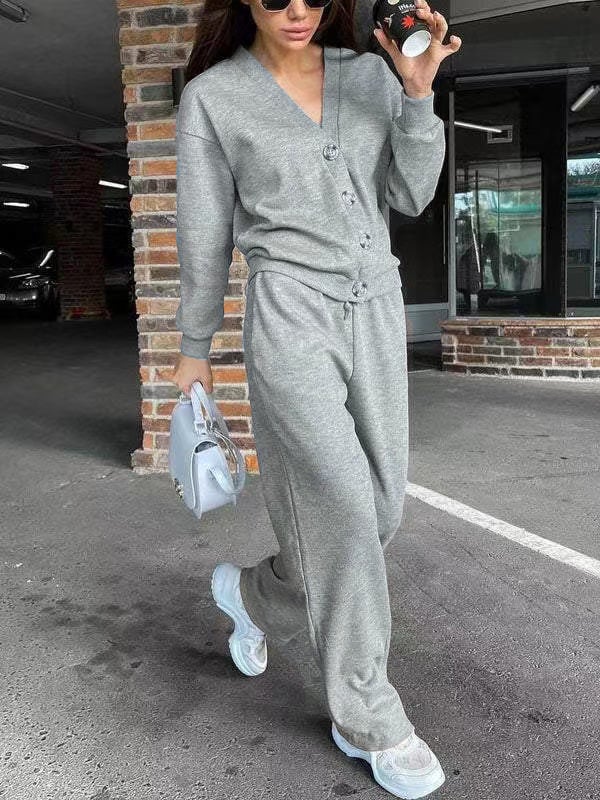 Zweiteiler-Set für Damen: Jacke mit Knöpfen und Hose (2 kaufen, kostenloser Versand)