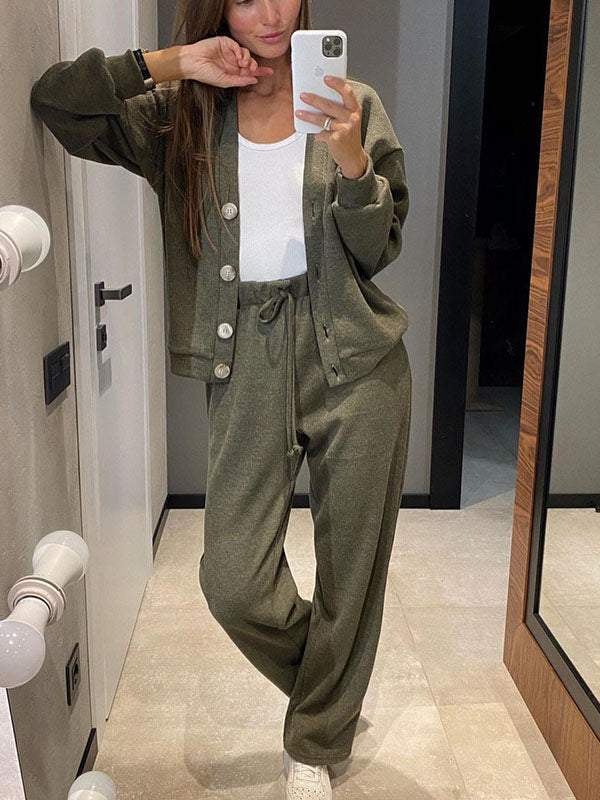 Zweiteiler-Set für Damen: Jacke mit Knöpfen und Hose (2 kaufen, kostenloser Versand)