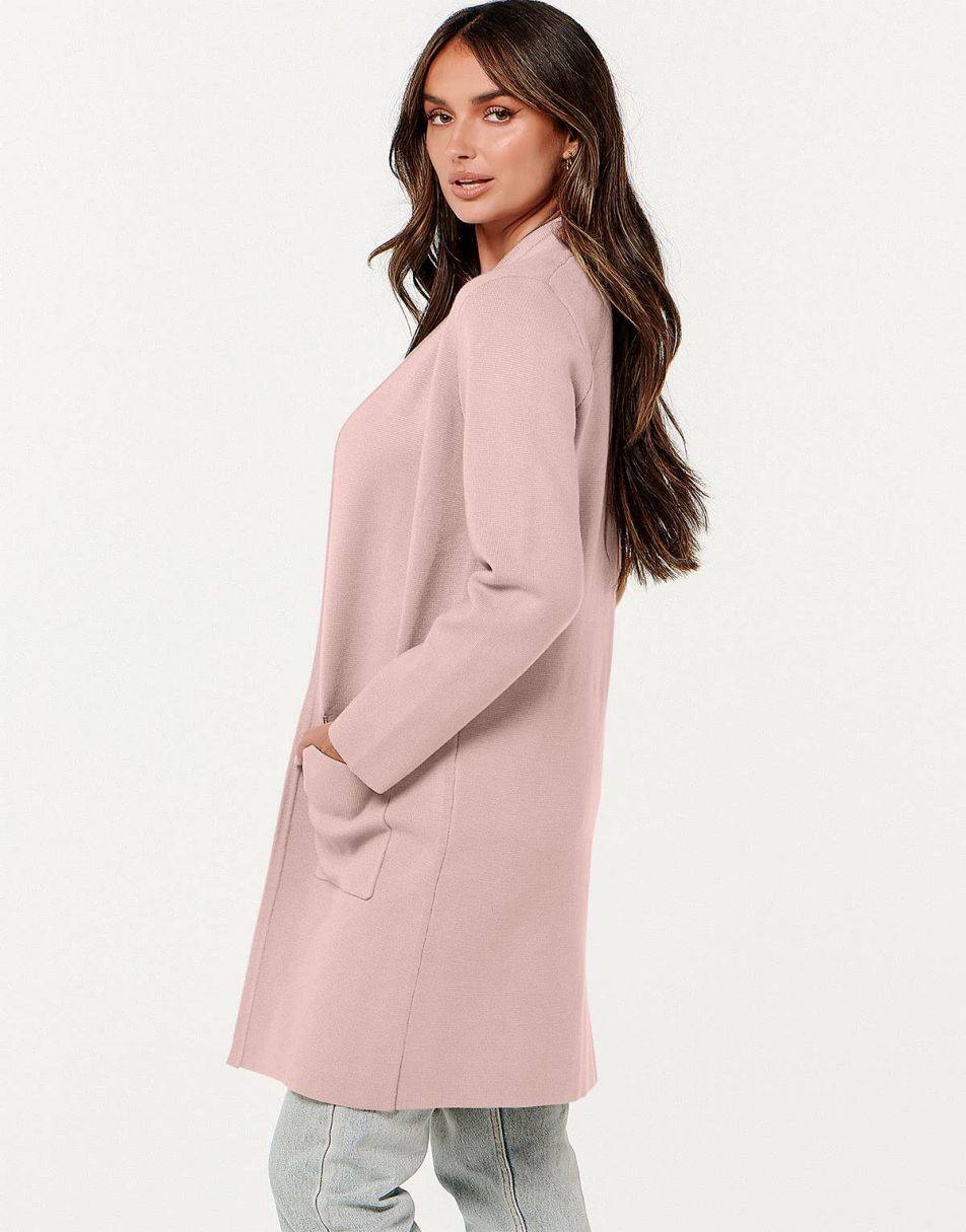 ANRABESS Cardigan-Pullover für Damen, lässig, Herbst Winter 2023, modischer Mantel, Langarm, offener Strick-Coatigan, Kleidung