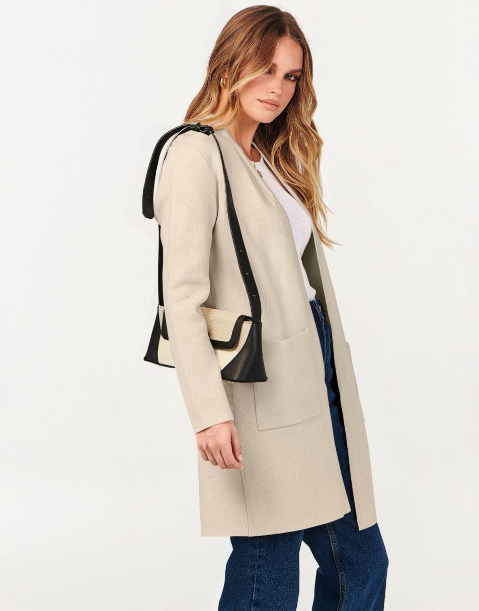 ANRABESS Cardigan-Pullover für Damen, lässig, Herbst Winter 2023, modischer Mantel, Langarm, offener Strick-Coatigan, Kleidung