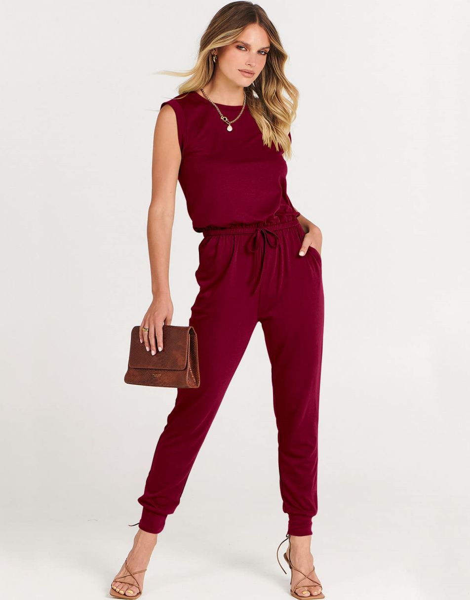 ANRABESS Rundhals-Overall, ärmellos, dehnbar mit Taschen