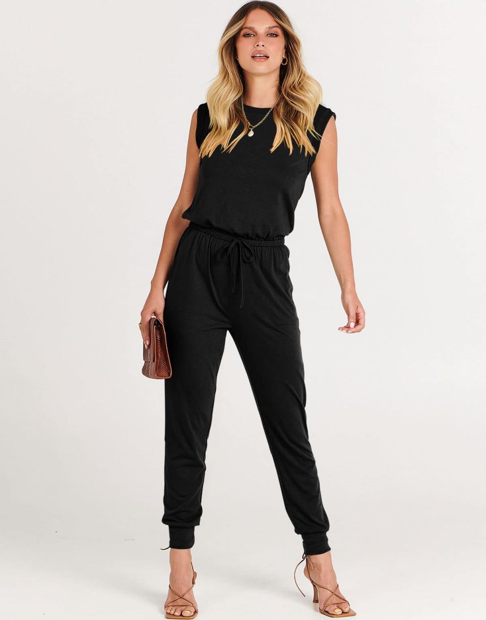 ANRABESS Rundhals-Overall, ärmellos, dehnbar mit Taschen
