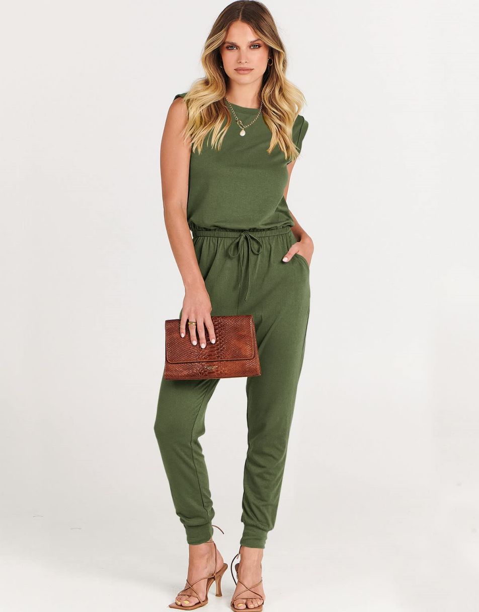 ANRABESS Rundhals-Overall, ärmellos, dehnbar mit Taschen
