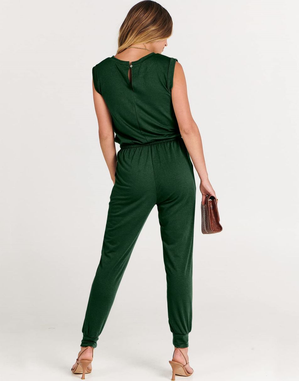 ANRABESS Rundhals-Overall, ärmellos, dehnbar mit Taschen