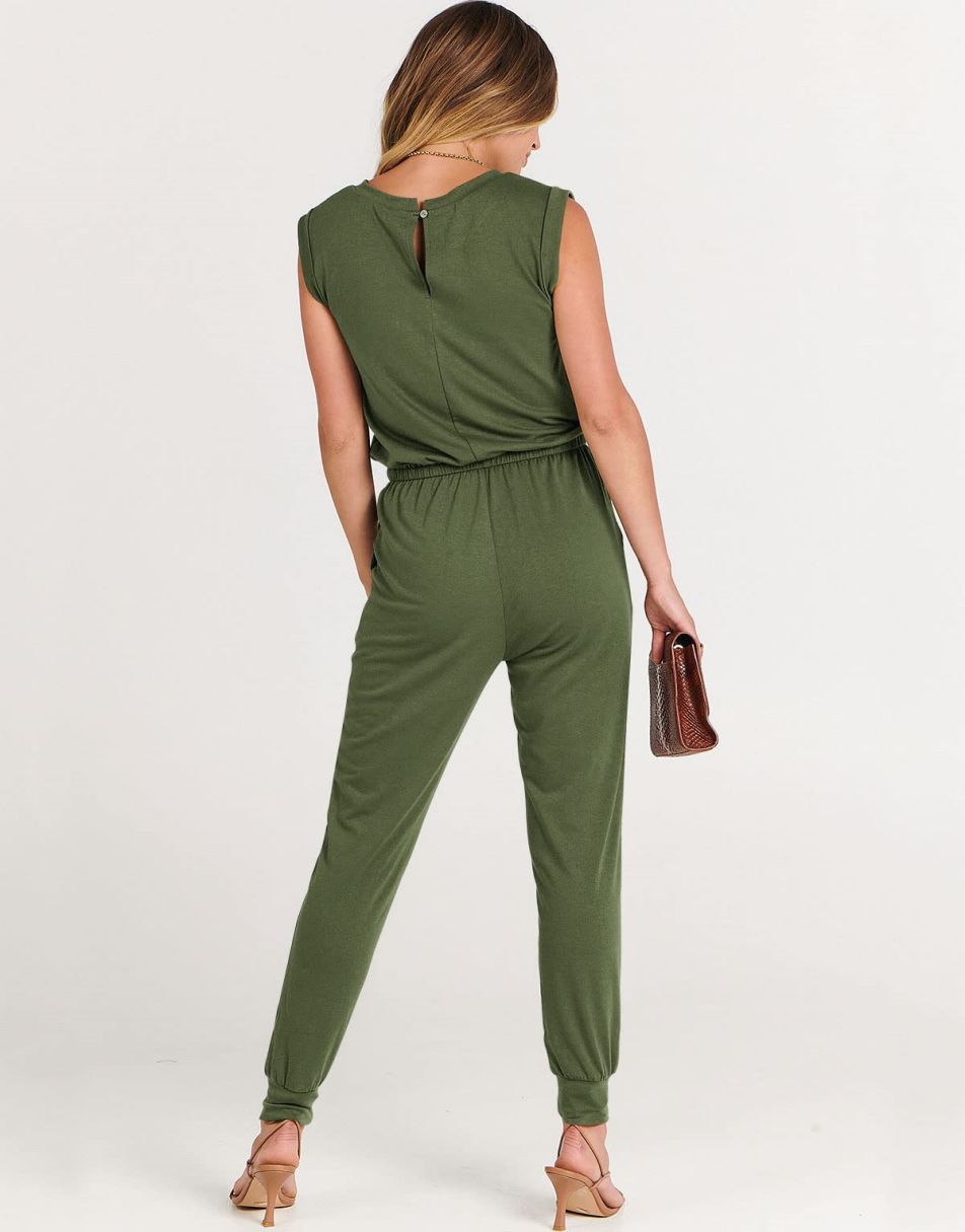 ANRABESS Rundhals-Overall, ärmellos, dehnbar mit Taschen