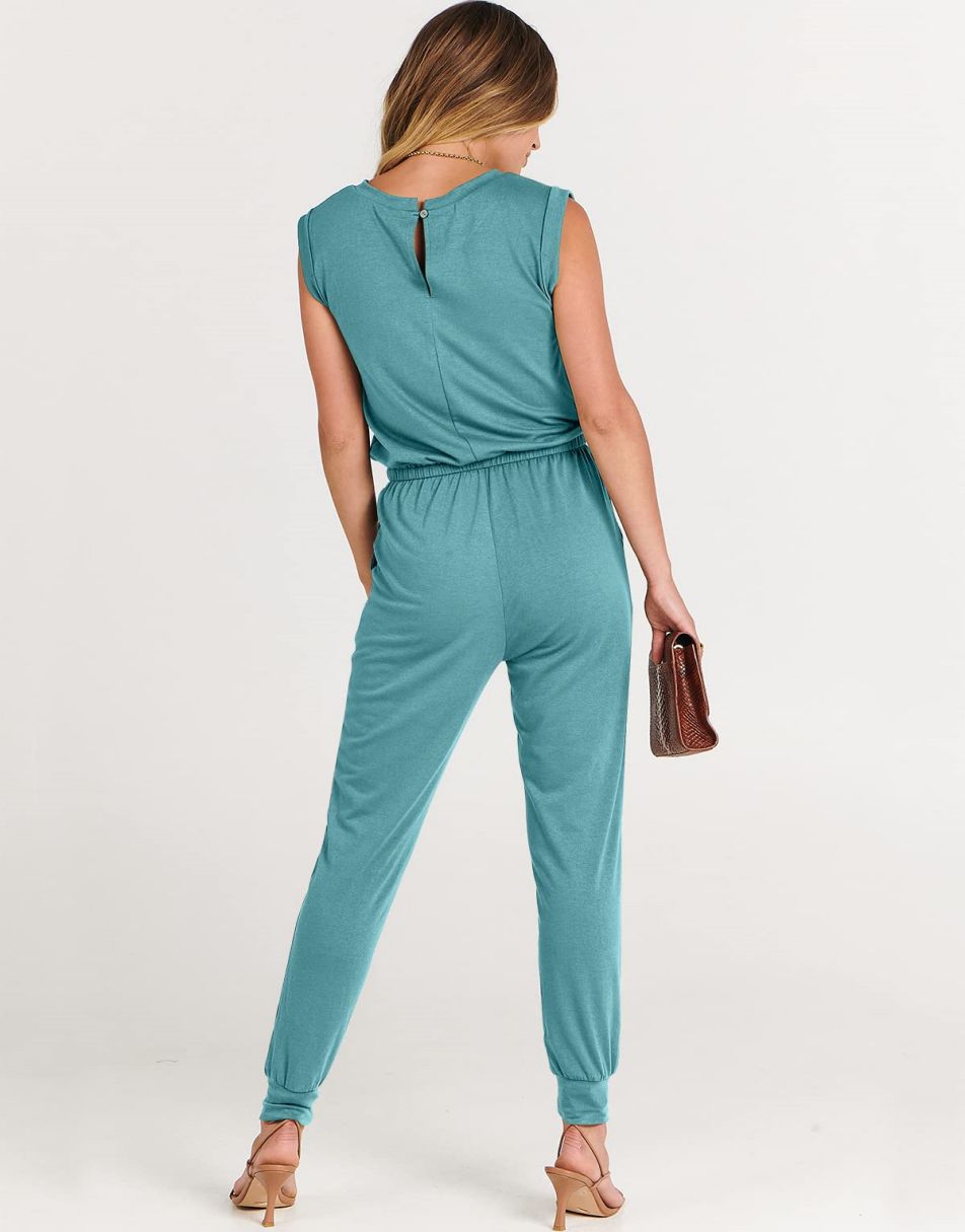 ANRABESS Rundhals-Overall, ärmellos, dehnbar mit Taschen