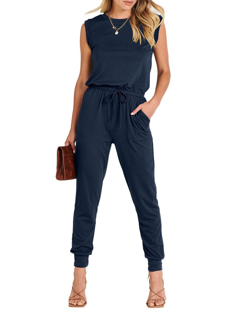 ANRABESS Rundhals-Overall, ärmellos, dehnbar mit Taschen