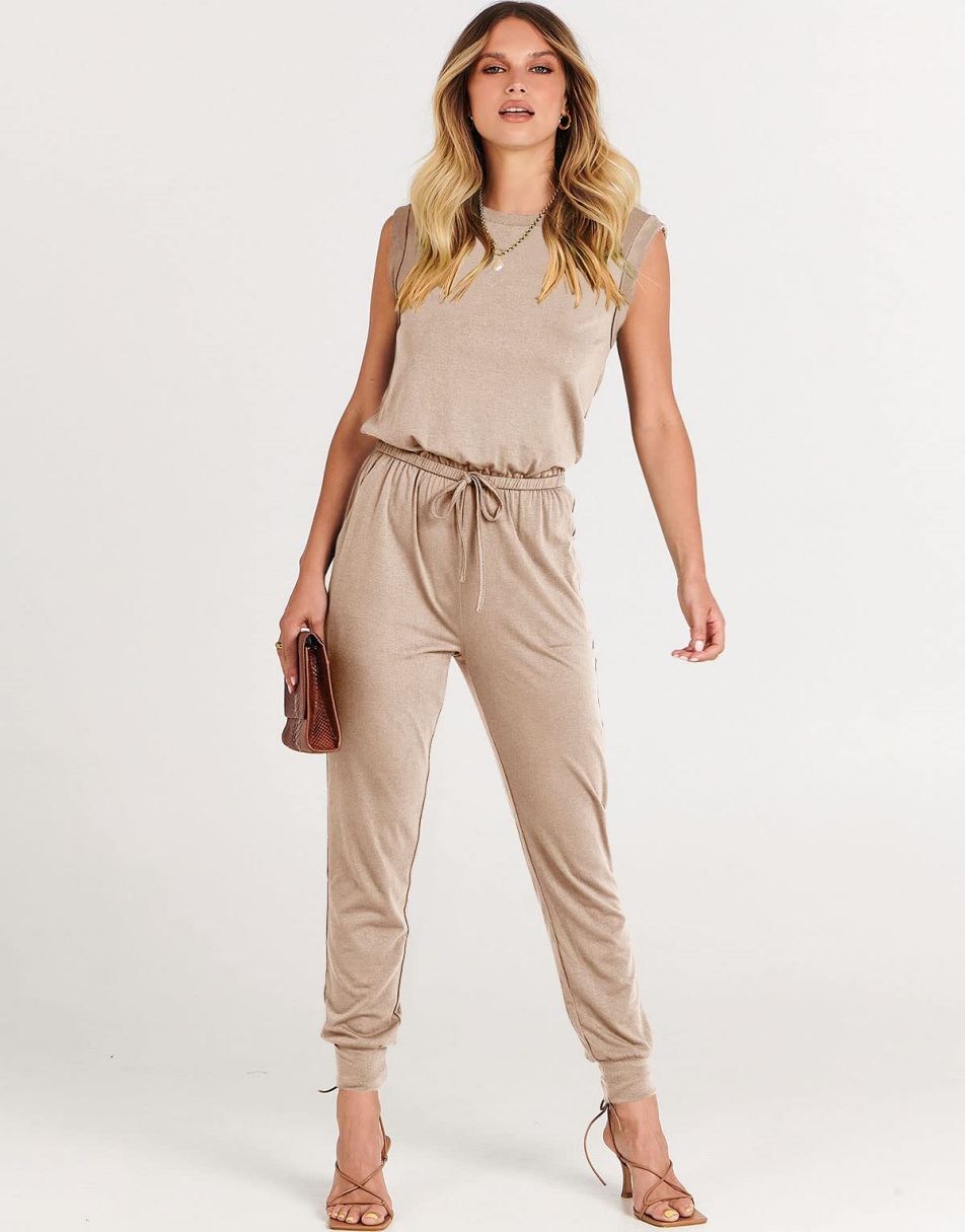 ANRABESS Rundhals-Overall, ärmellos, dehnbar mit Taschen