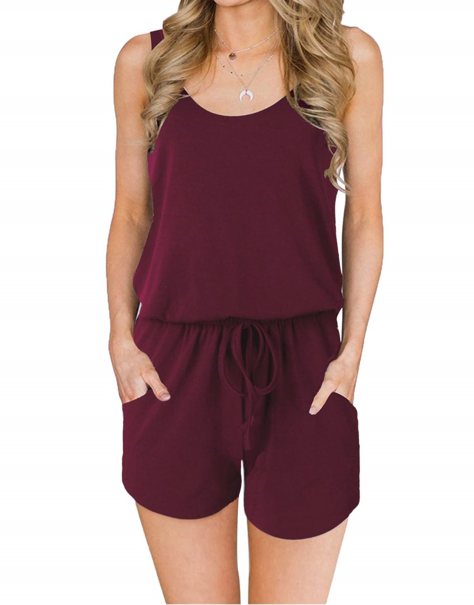 ANRABESS Ärmelloser Tank-Overall mit Rundhalsausschnitt und Taschen