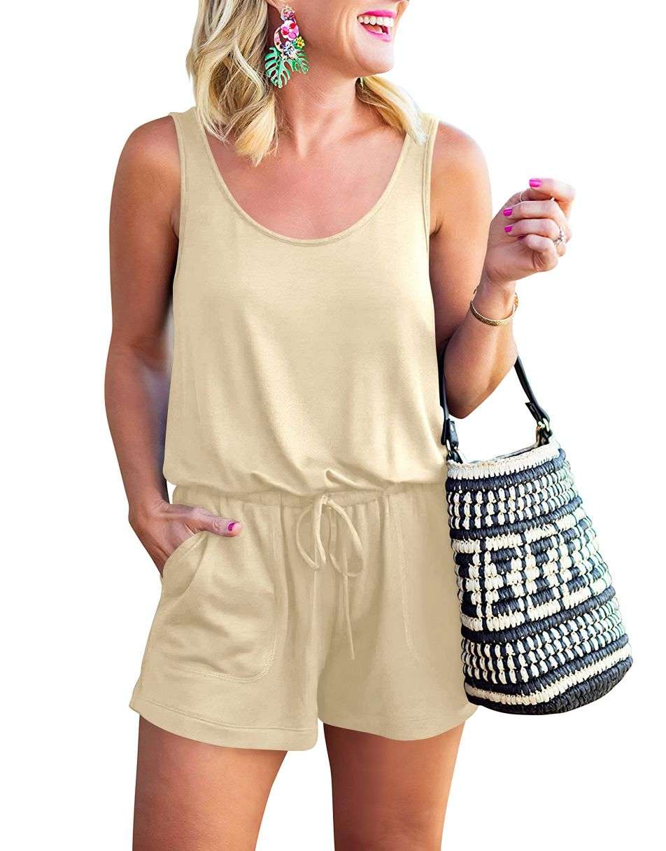 ANRABESS Ärmelloser Tank-Overall mit Rundhalsausschnitt und Taschen