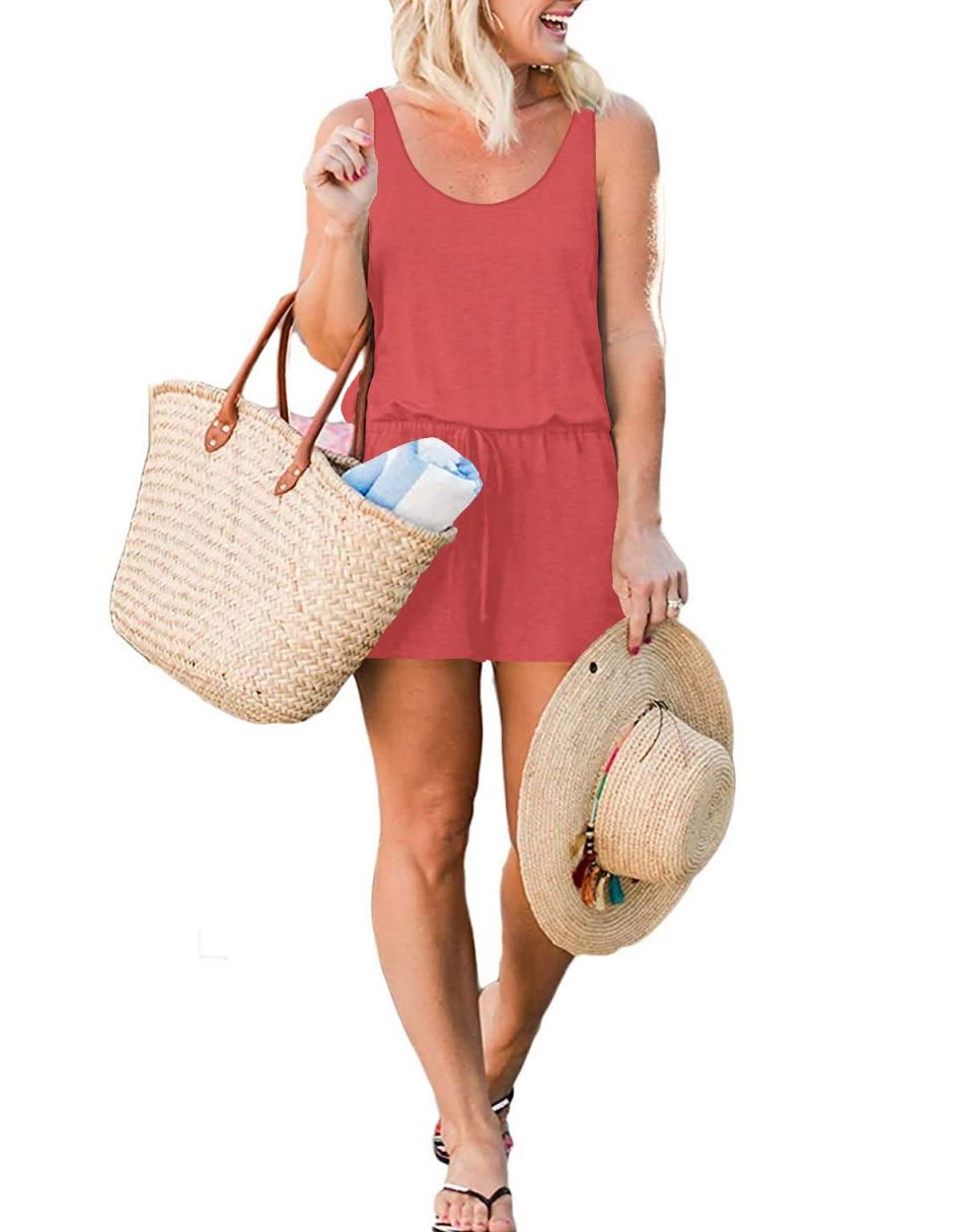 ANRABESS Ärmelloser Tank-Overall mit Rundhalsausschnitt und Taschen
