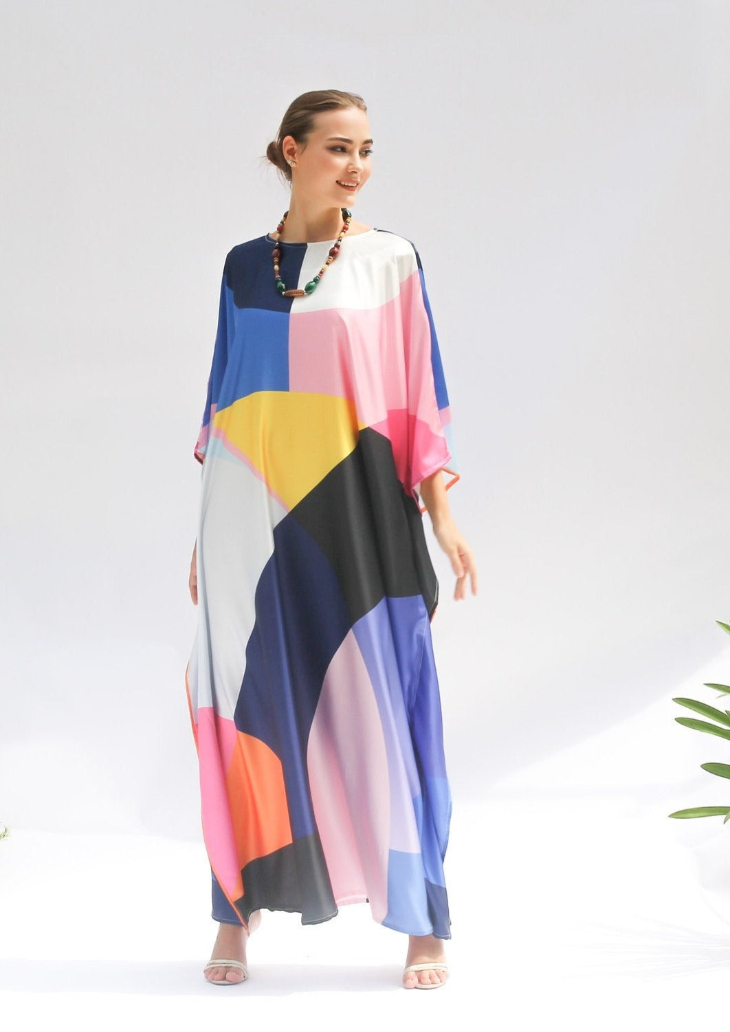Multicolor Satin Kaftan