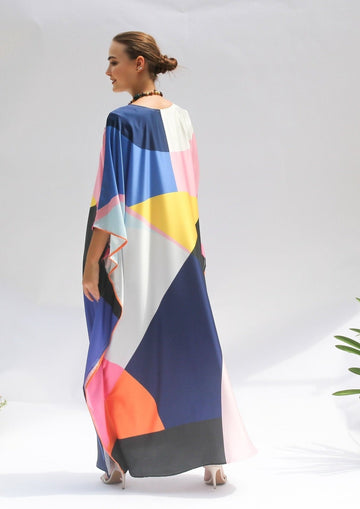 Multicolor Satin Kaftan