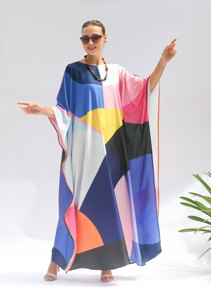 Multicolor Satin Kaftan