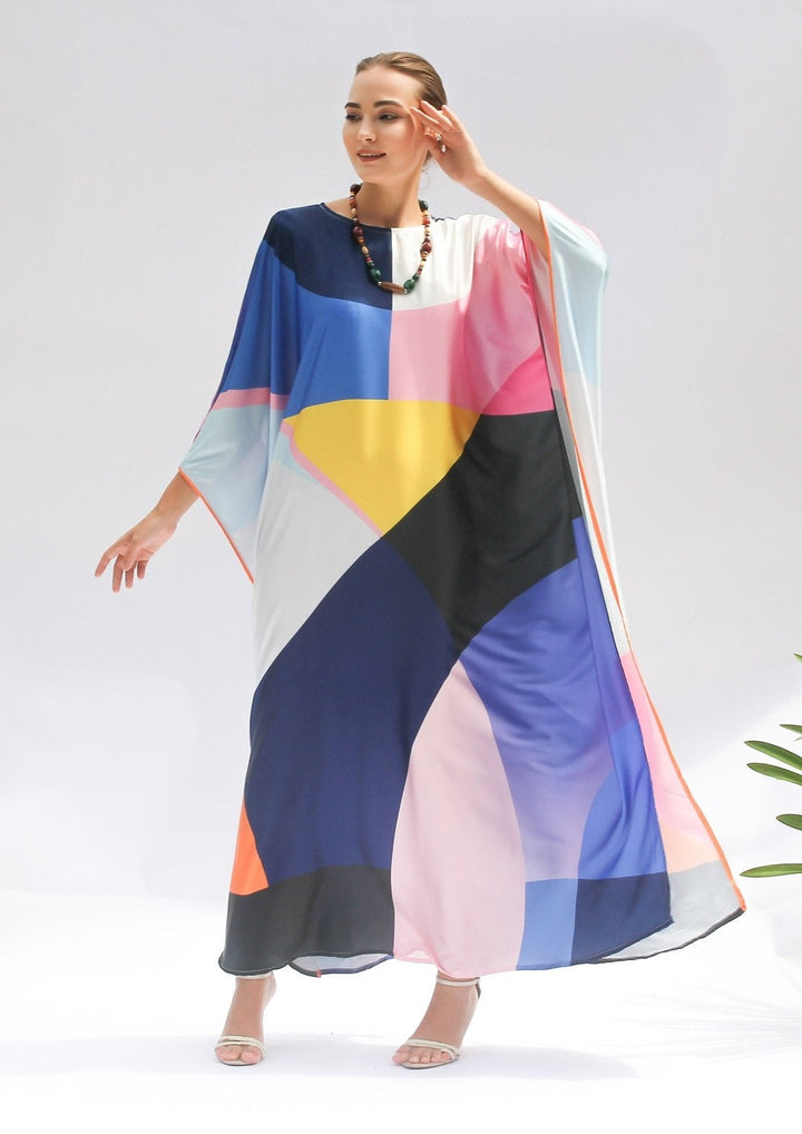 Multicolor Satin Kaftan