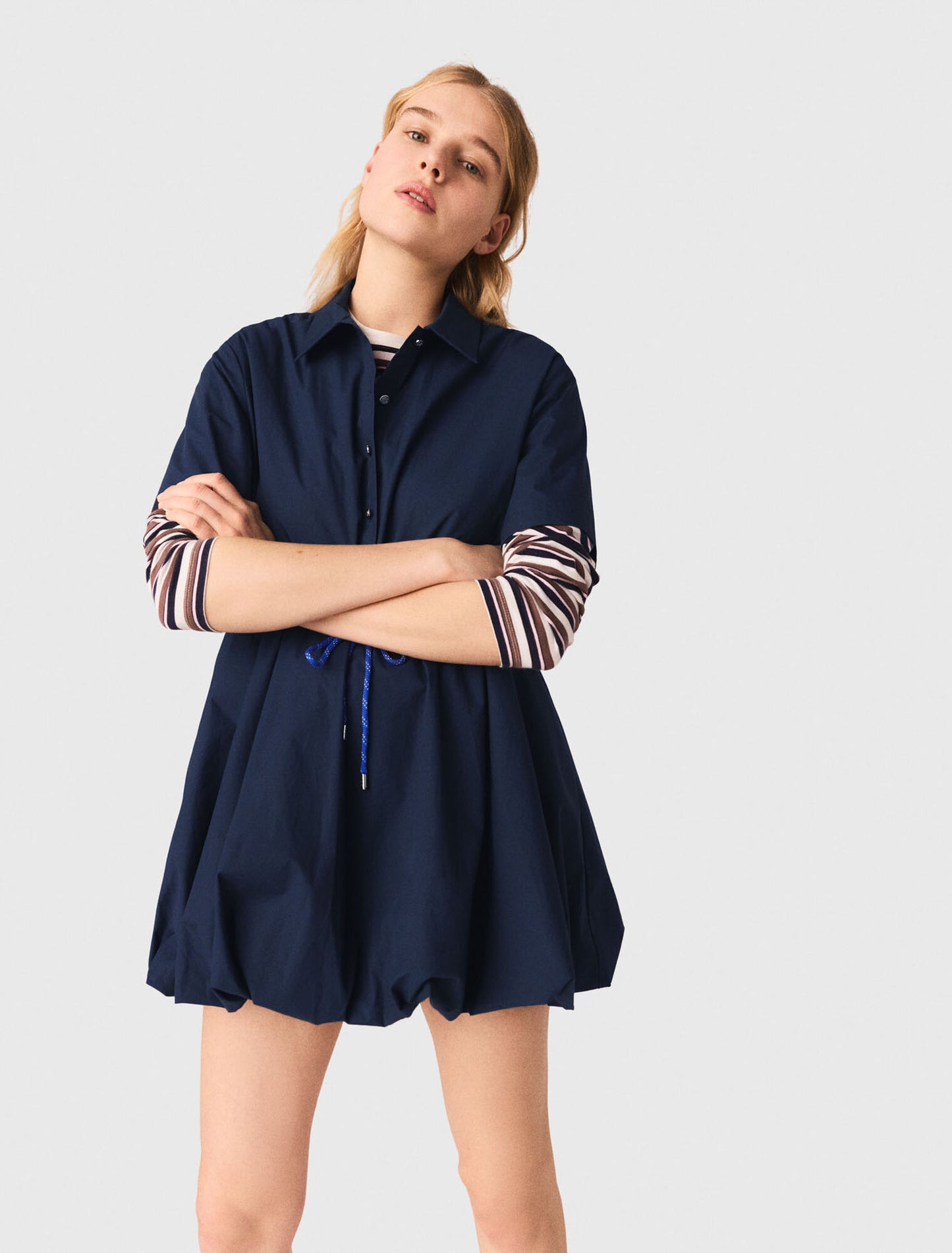Short-sleeved cotton bubble dress