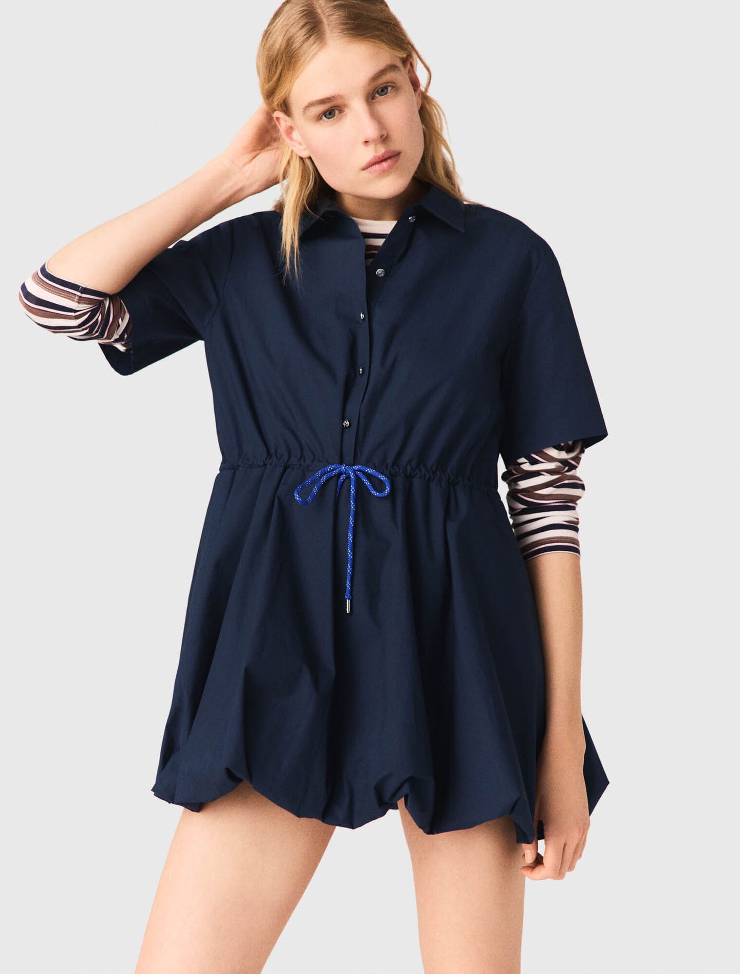 Short-sleeved cotton bubble dress
