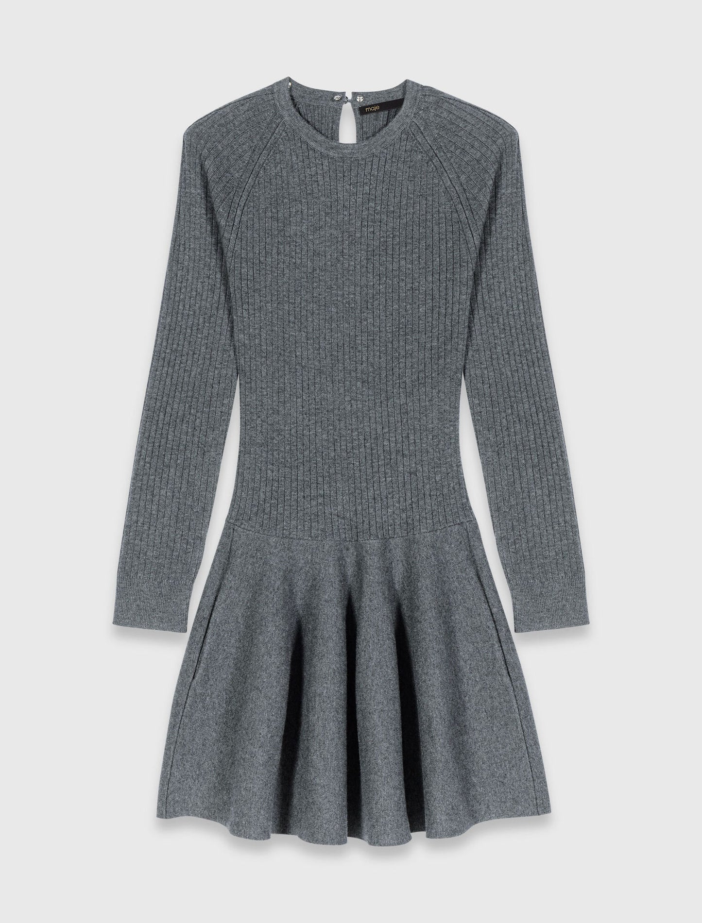 Beaded-collar short knit dress