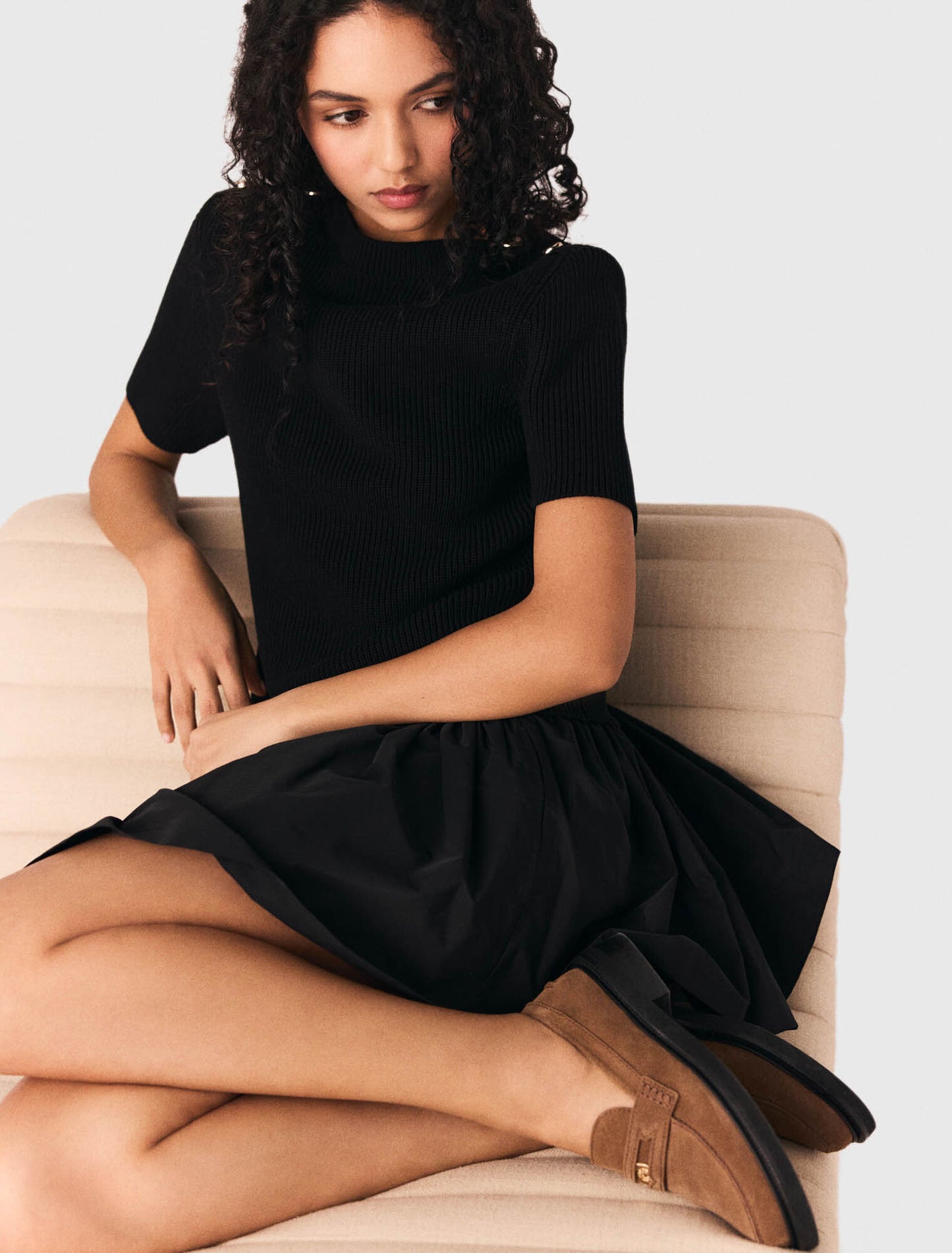 Short knit and taffeta dress