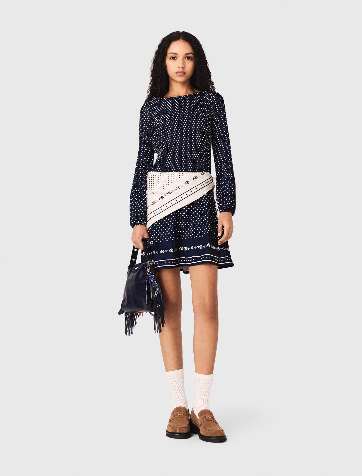 Patterned pleated dress