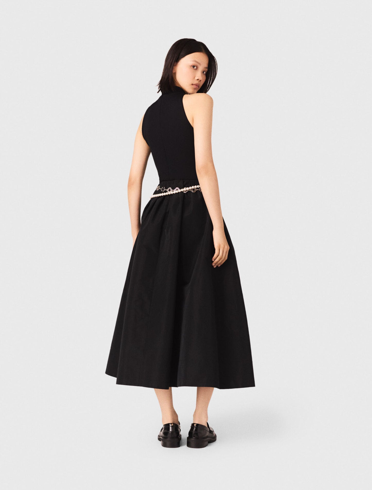 Mixed-material taffeta dress