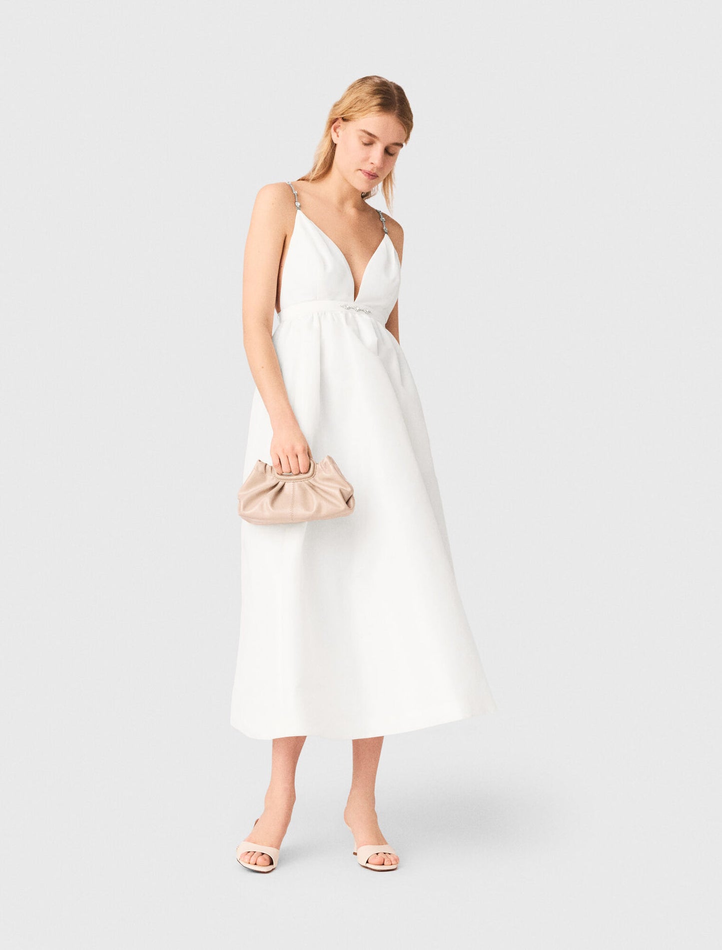 Jewelled taffeta maxi dress